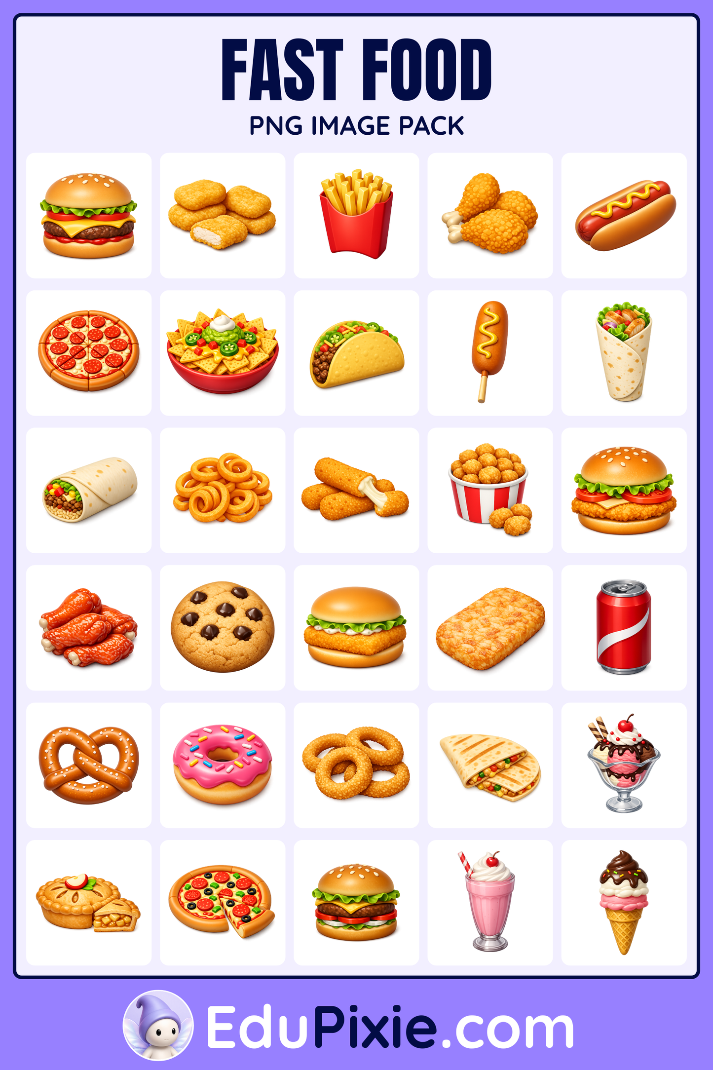 Fast Food Clipart | 30 3D PNG Images