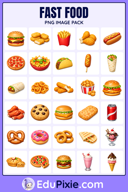 Fast Food Clipart | 30 3D PNG Images