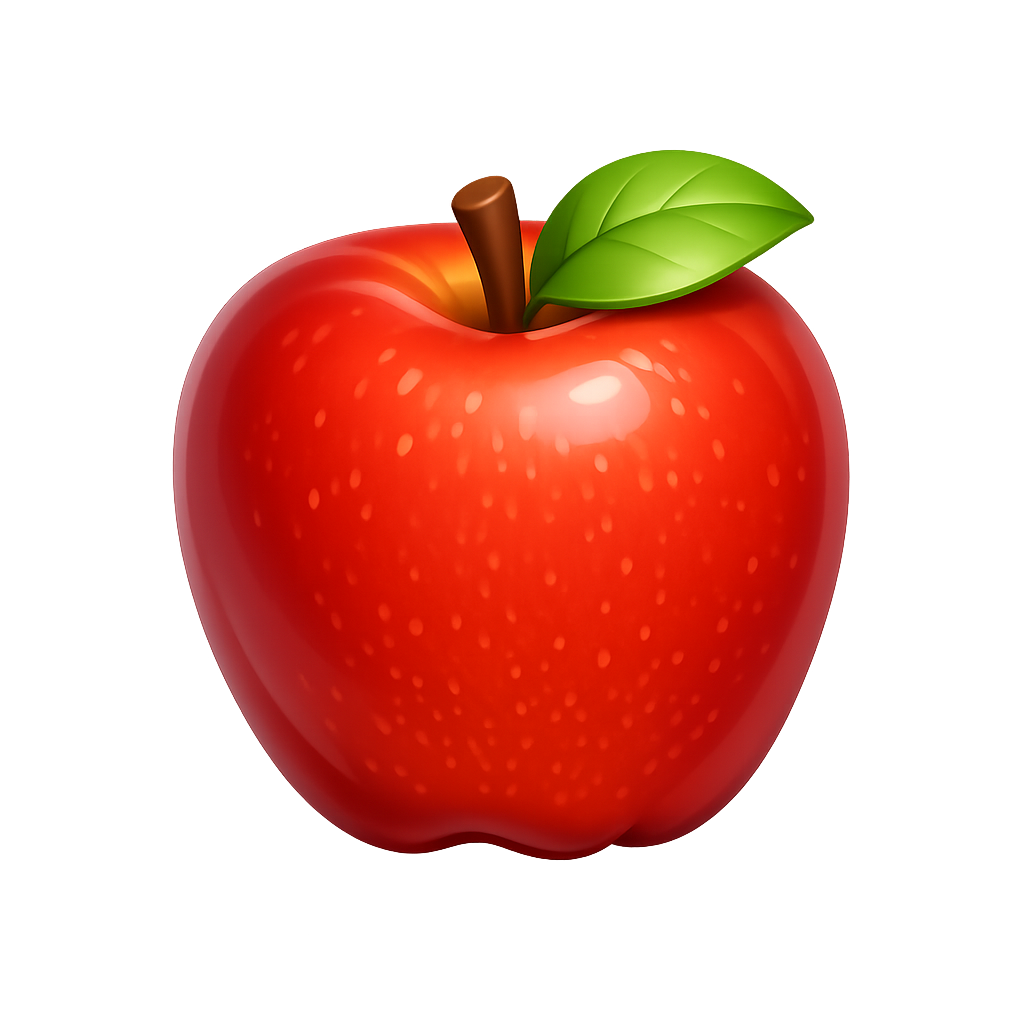 Modern 3D apple PNG clipart with transparent background