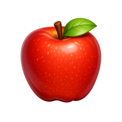 Modern 3D apple PNG clipart with transparent background