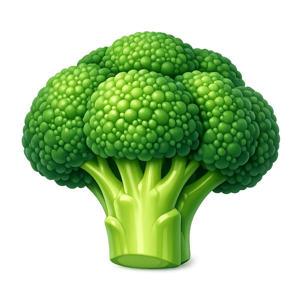 Modern 3D broccoli PNG clipart with transparent background