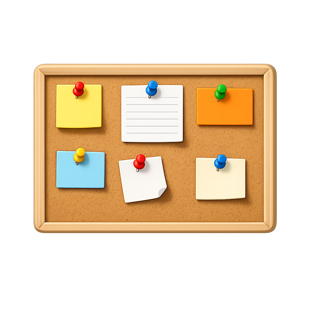 Modern 3D bulletin board PNG illustration with transparent background.