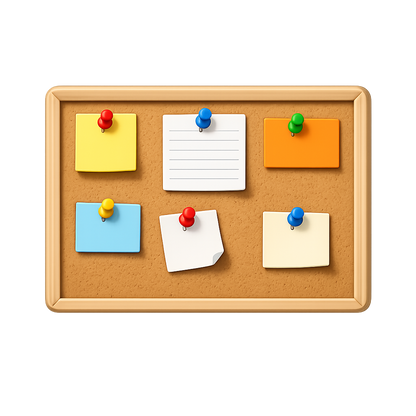 Modern 3D bulletin board PNG illustration with transparent background.