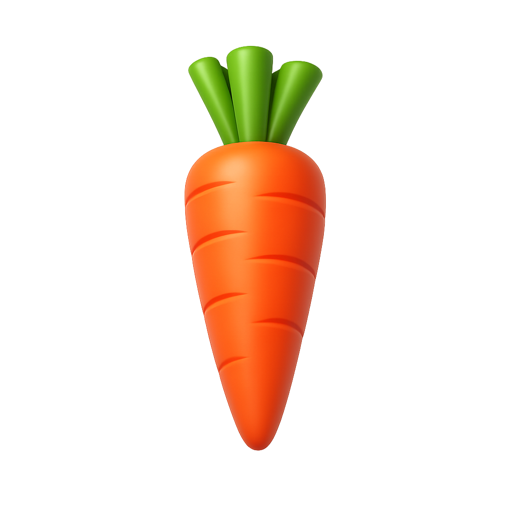 Modern 3D carrot PNG clipart with transparent background