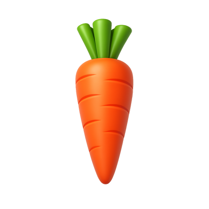Modern 3D carrot PNG clipart with transparent background