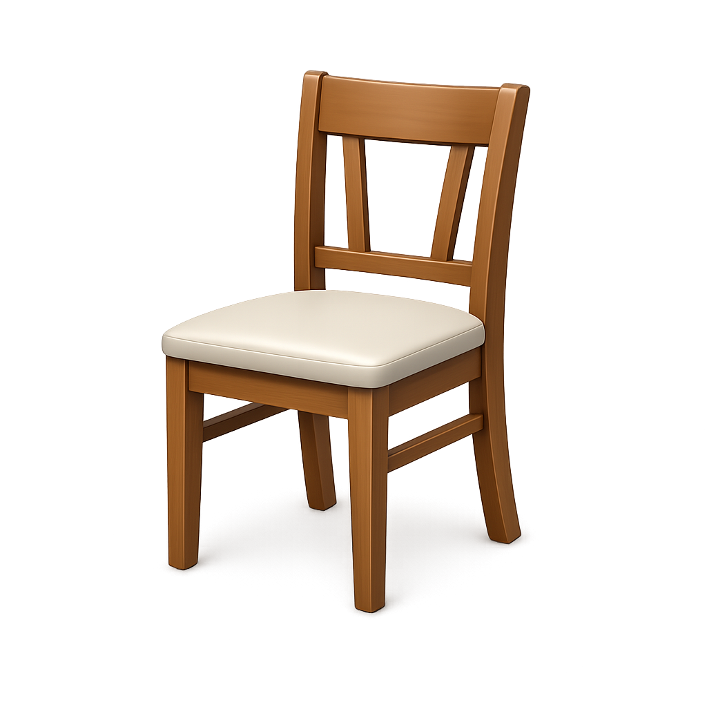 Modern 3D classroom chair PNG illustration with transparent background.
