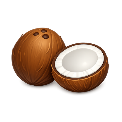 Modern 3D coconut PNG clipart with transparent background
