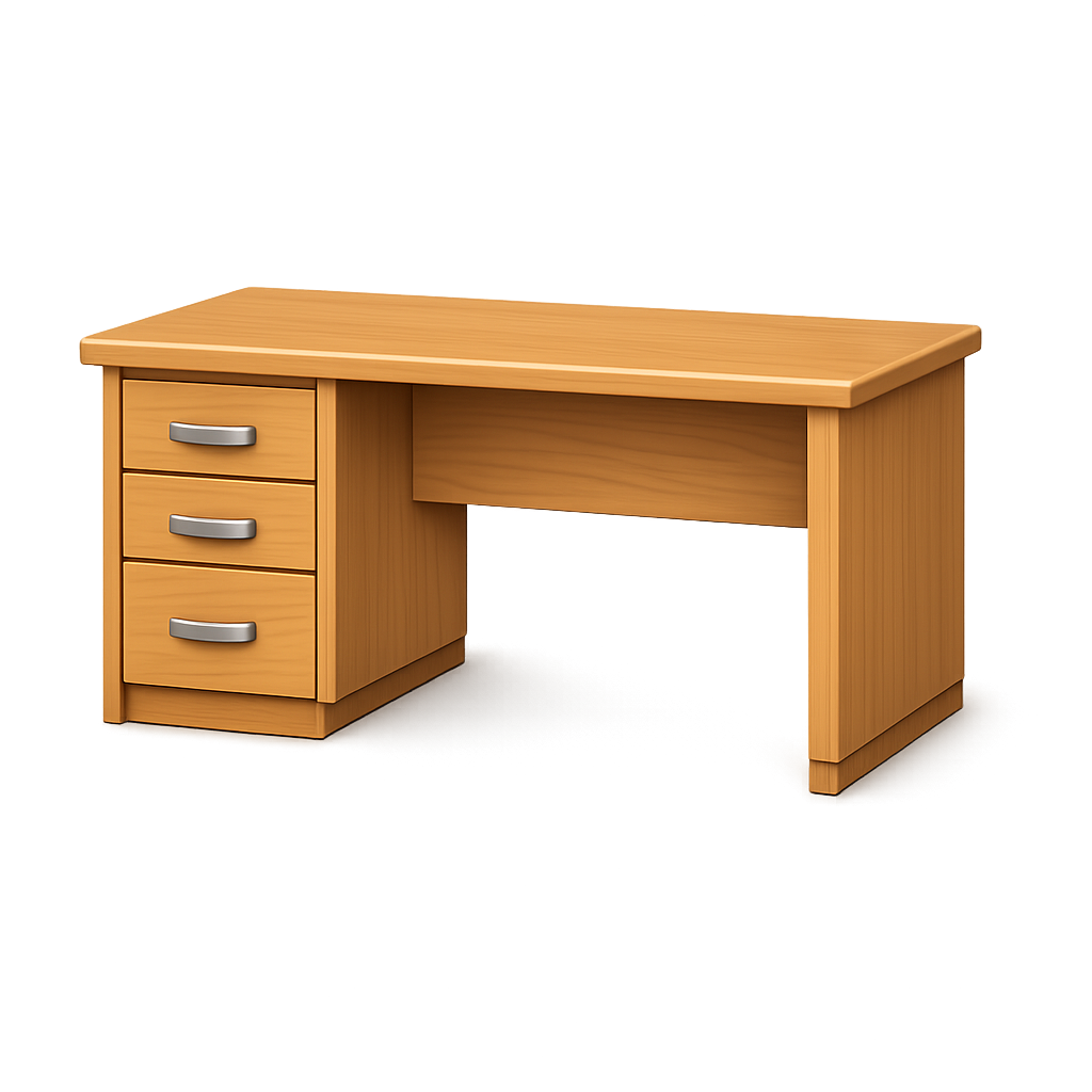 Modern 3D classroom desk PNG illustration with transparent background.