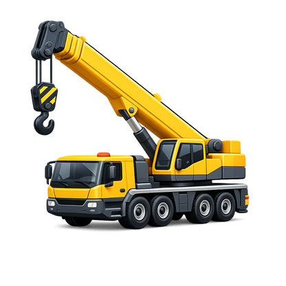 Mobile crane PNG image with transparent background