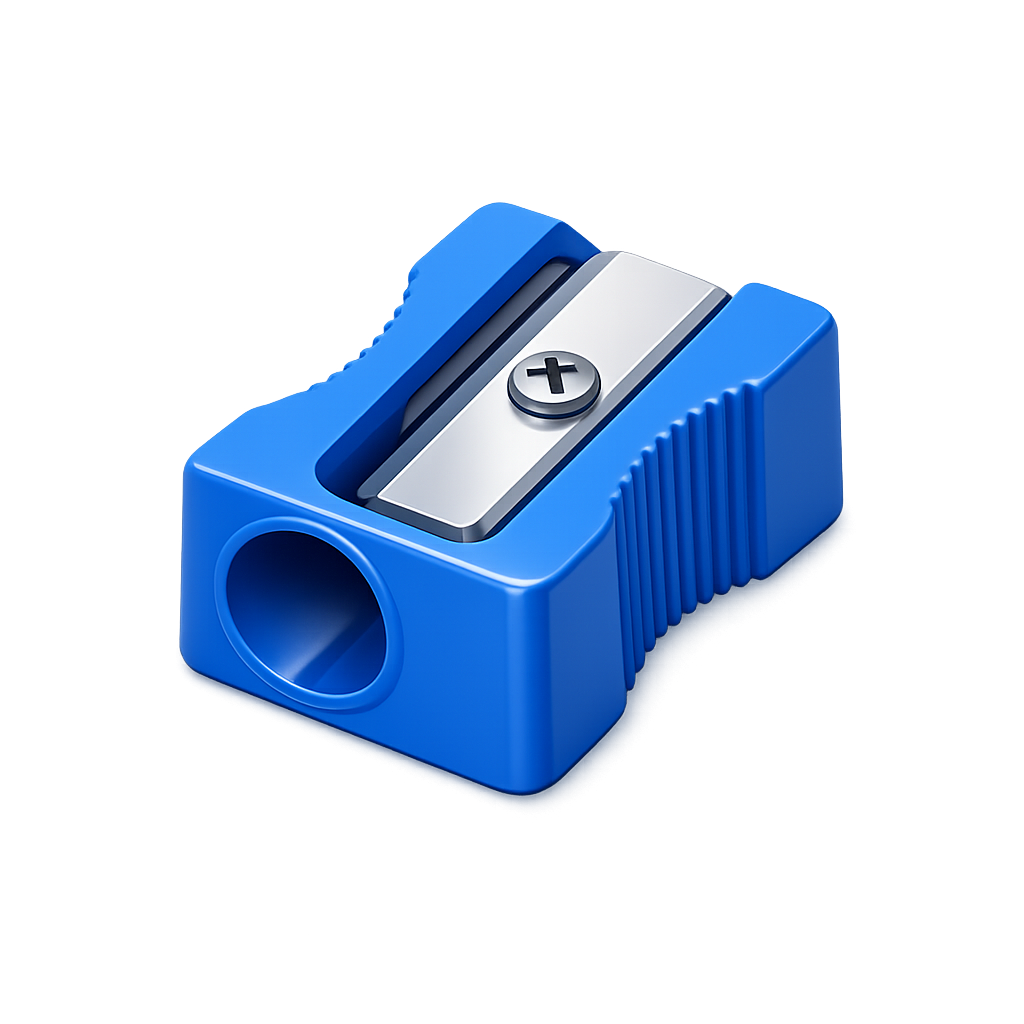 Modern 3D pencil sharpener PNG illustration with transparent background.