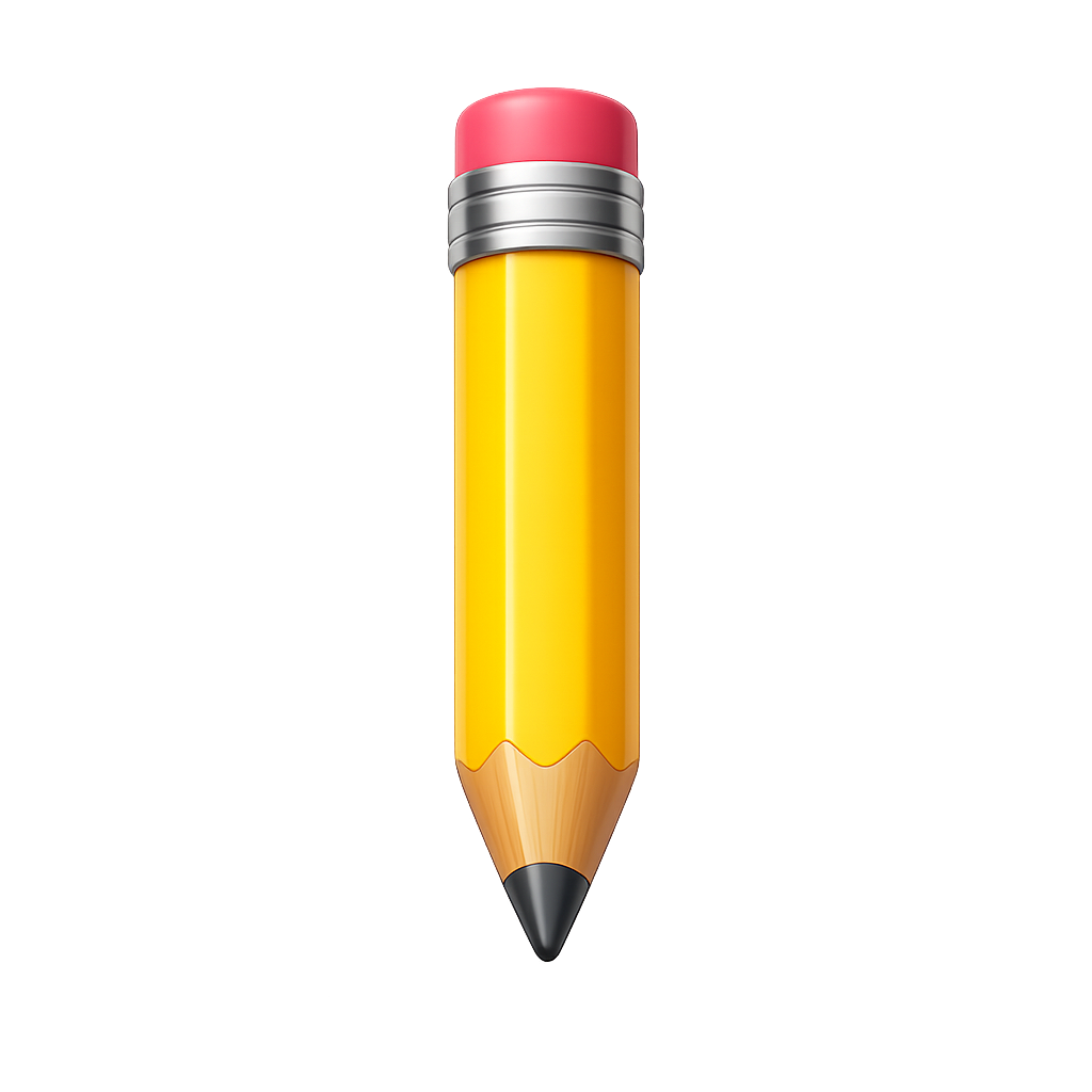 Modern 3D pencil PNG illustration with transparent background.