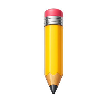 Modern 3D pencil PNG illustration with transparent background.