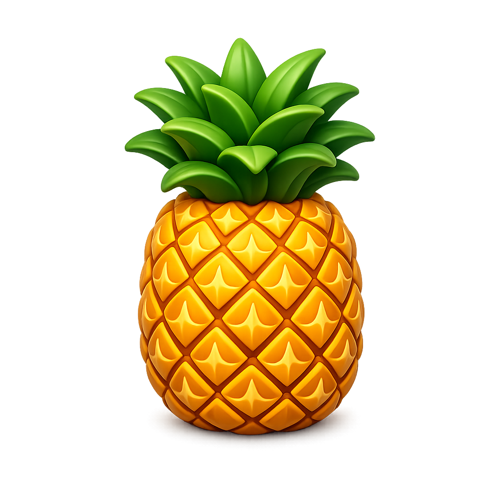 Modern 3D pineapple PNG clipart with transparent background