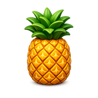 Modern 3D pineapple PNG clipart with transparent background