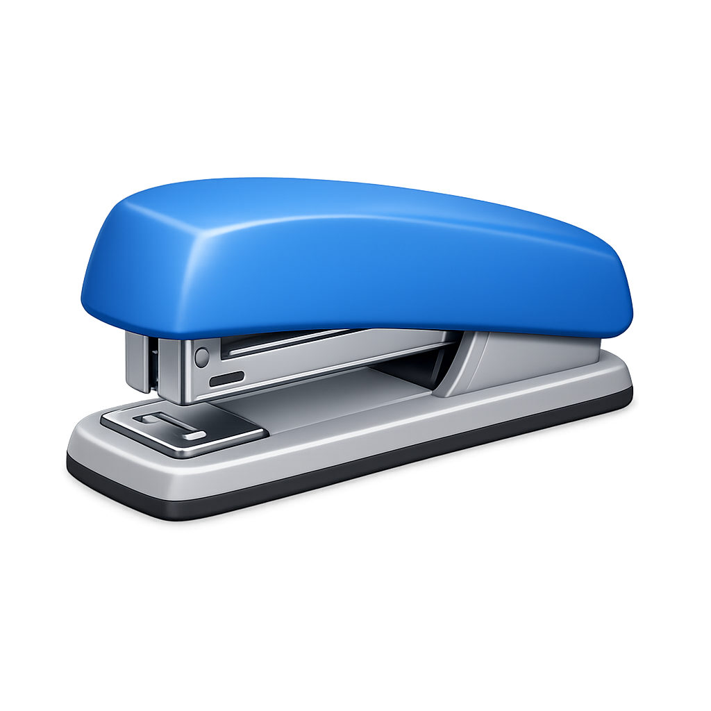 Modern 3D stapler PNG illustration with transparent background.