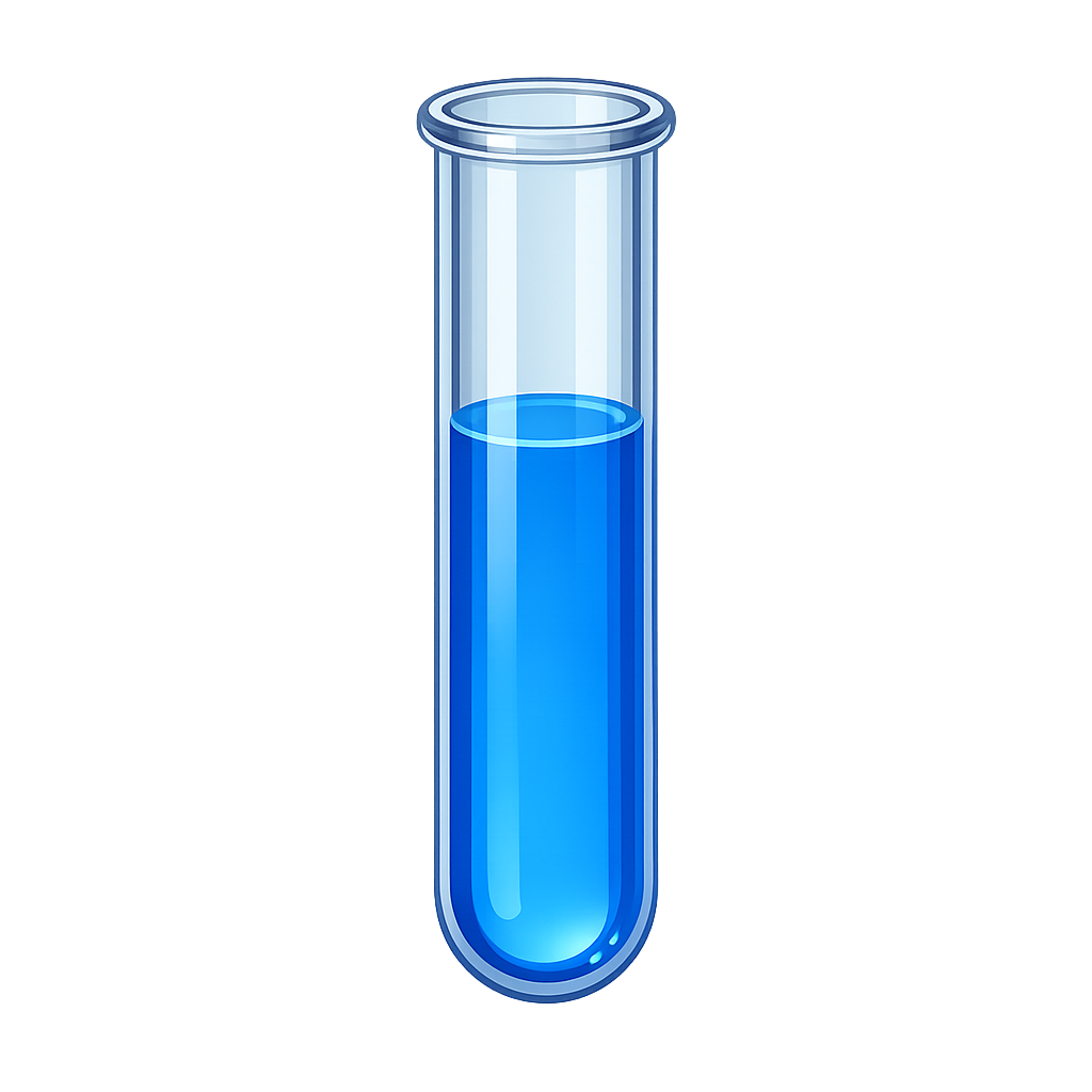 3D test tube PNG with blue liquid