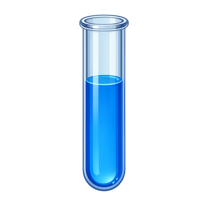3D test tube PNG with blue liquid